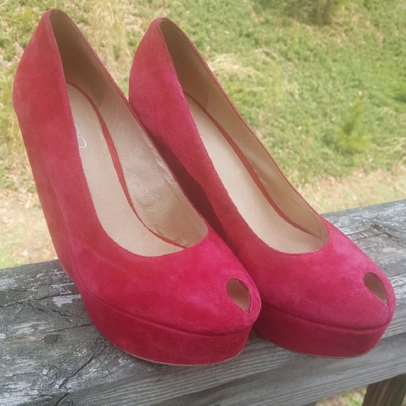 Aldo Shoes - Aldo red suede peep toe wedges